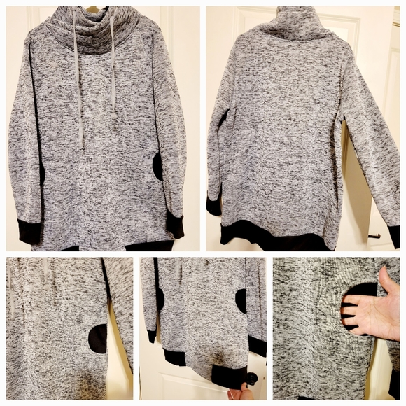 Gray and black stretchy sweater tunic. - Picture 4 of 10